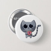 Cute Gray Cat en Donut Ronde Button 5,7 Cm (Voorkant /achterkant)