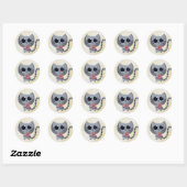 Cute Gray Cat en Donut Ronde Sticker (Vel)