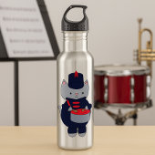 Cute Gray Cat Marching Band Uniform Playing Drum Waterfles