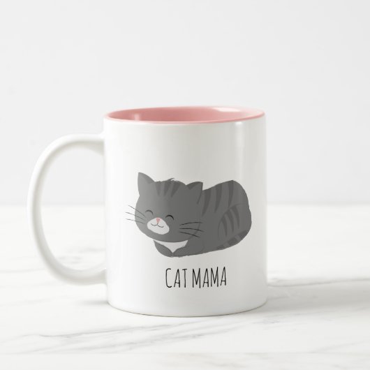 Cute Gray Cat Personalized Mug Tweekleurige Koffiemok (Links)