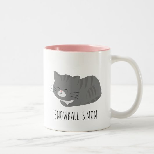 Cute Gray Cat Personalized Mug Tweekleurige Koffiemok (Rechts)