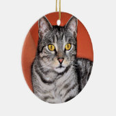 Cute Gray Cat Portrait Keramisch Ornament (Rechts)