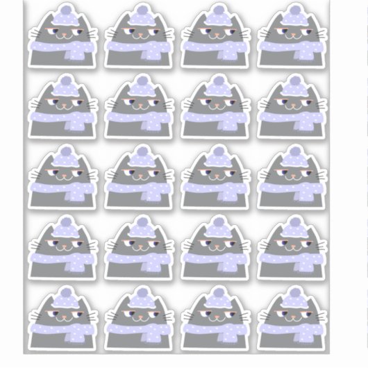 Cute Gray Cat Sticker (Voorkant)