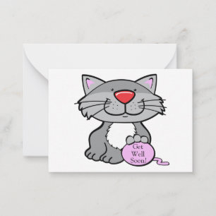 Cute Gray Cat Sympathcard Notitiekaartje