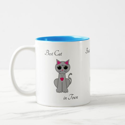 Cute Gray Cat Tweekleurige Koffiemok (Links)