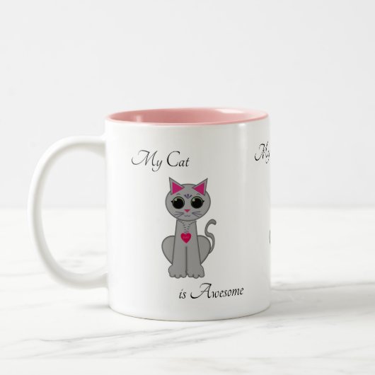 Cute Gray Cat Tweekleurige Koffiemok (Links)