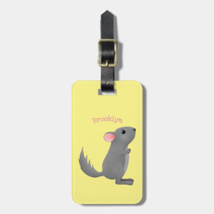 Cute gray chinchilla cartoon illustratie bagagelabel