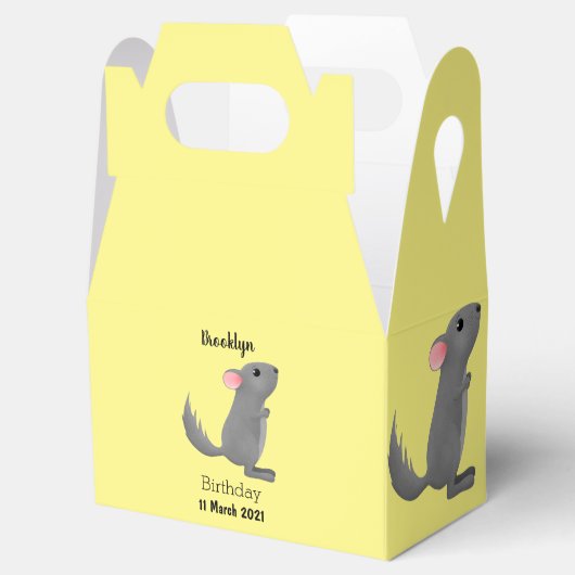Cute gray chinchilla cartoon illustratie bedankdoosjes (Geopend)