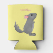 Cute gray chinchilla cartoon illustratie blikjeskoeler (Achterkant)