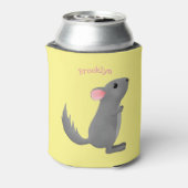 Cute gray chinchilla cartoon illustratie blikjeskoeler (Blikje Achterkant)