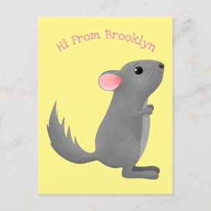 Cute gray chinchilla cartoon illustratie briefkaart