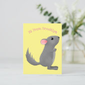 Cute gray chinchilla cartoon illustratie briefkaart (Staand voorkant)