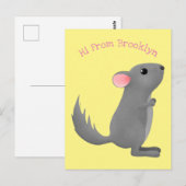 Cute gray chinchilla cartoon illustratie briefkaart (Voorkant / Achterkant)