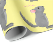 Cute gray chinchilla cartoon illustratie cadeaupapier (Rol Hoek)