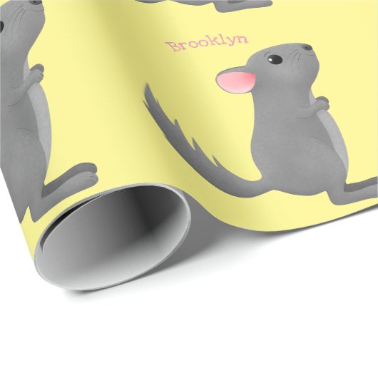 Cute gray chinchilla cartoon illustratie cadeaupapier (Rol Hoek)