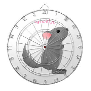 Cute gray chinchilla cartoon illustratie dartbord