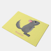 Cute gray chinchilla cartoon illustratie deurmat (Schuin)