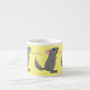 Cute gray chinchilla cartoon illustratie espresso kop