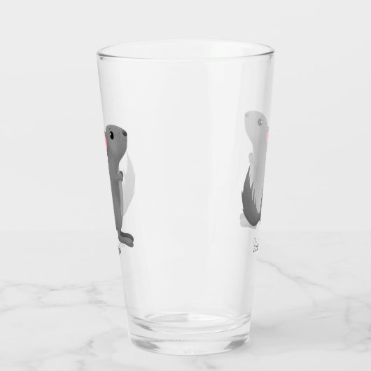 Cute gray chinchilla cartoon illustratie glas (Links)