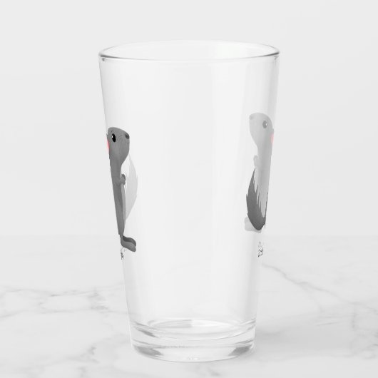 Cute gray chinchilla cartoon illustratie glas (Rechts)