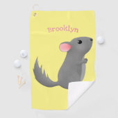 Cute gray chinchilla cartoon illustratie golfhanddoek (Insitu)