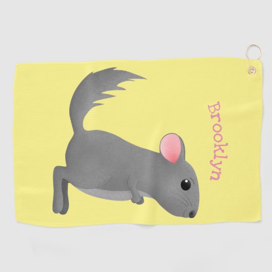 Cute gray chinchilla cartoon illustratie golfhanddoek (Horizontaal)