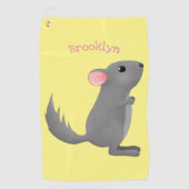 Cute gray chinchilla cartoon illustratie golfhanddoek (Voorkant)