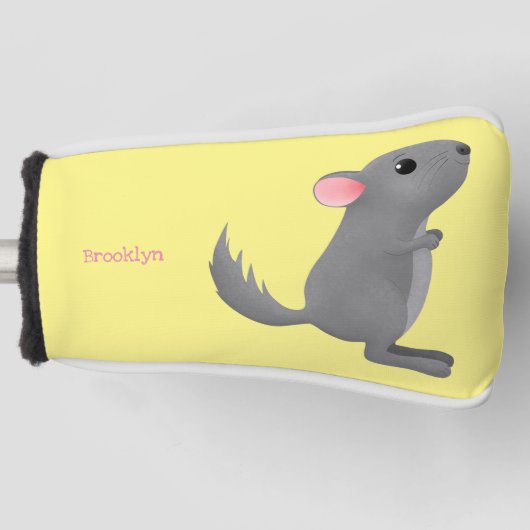 Cute gray chinchilla cartoon illustratie golfheadcover (Voorkant)