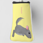 Cute gray chinchilla cartoon illustratie golfheadcover (Draai 90)