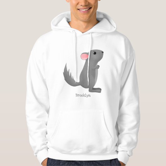 Cute gray chinchilla cartoon illustratie hoodie (Voorkant)