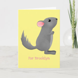 Cute gray chinchilla cartoon illustratie kaart