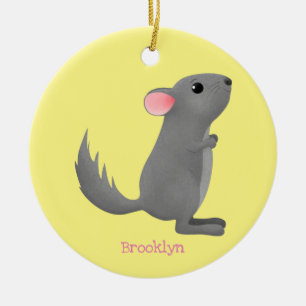 Cute gray chinchilla cartoon illustratie keramisch ornament