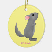 Cute gray chinchilla cartoon illustratie keramisch ornament (Links)