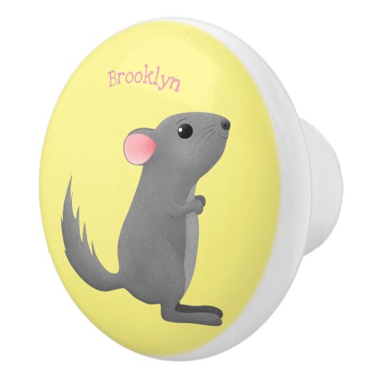 Cute gray chinchilla cartoon illustratie keramische knop (Rechts)