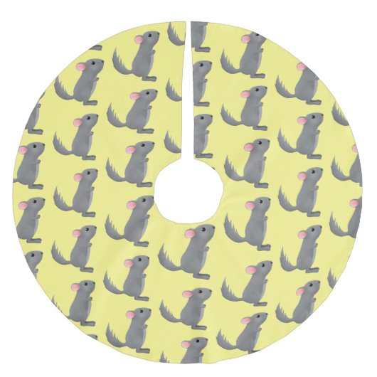 Cute gray chinchilla cartoon illustratie kerstboom rok (Voorkant)