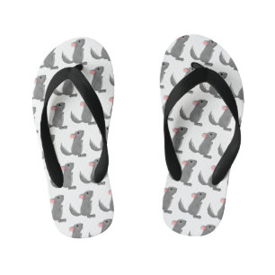 Cute gray chinchilla cartoon illustratie kinder teenslippers