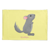 Cute gray chinchilla cartoon illustratie kussensloop (Achterkant)