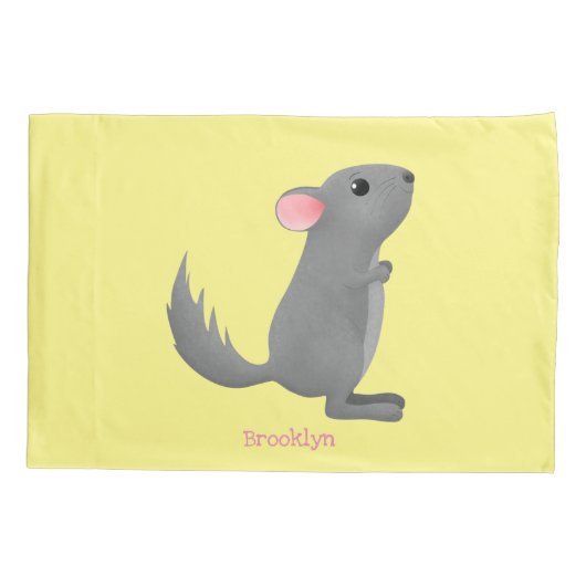 Cute gray chinchilla cartoon illustratie kussensloop (Achterkant)