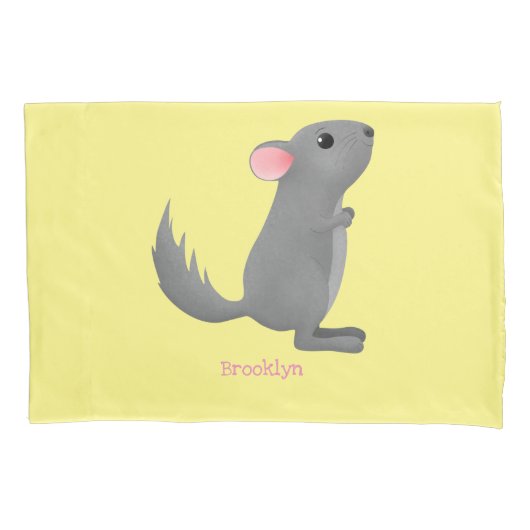 Cute gray chinchilla cartoon illustratie kussensloop (Voorkant)