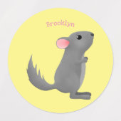 Cute gray chinchilla cartoon illustratie labels (Design 2)