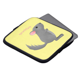 Cute gray chinchilla cartoon illustratie laptop sleeve