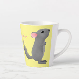Cute gray chinchilla cartoon illustratie latte mok