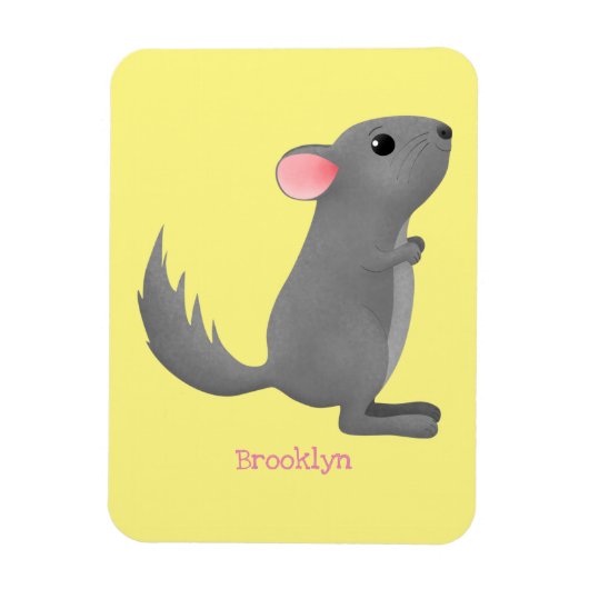 Cute gray chinchilla cartoon illustratie magneet (Verticaal)