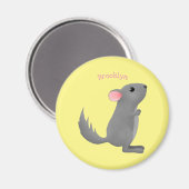 Cute gray chinchilla cartoon illustratie magneet (Voorkant / Achterkant)