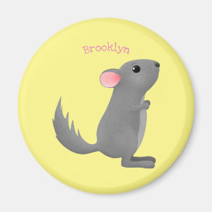Cute gray chinchilla cartoon illustratie magneet
