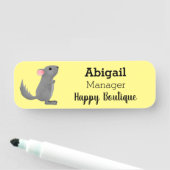 Cute gray chinchilla cartoon illustratie naamplaatje (In situ)