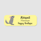Cute gray chinchilla cartoon illustratie naamplaatje (Voorkant)