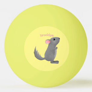 Cute gray chinchilla cartoon illustratie pingpongbal