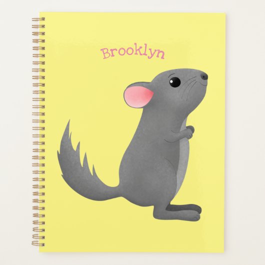 Cute gray chinchilla cartoon illustratie planner (Voorkant)
