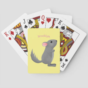 Cute gray chinchilla cartoon illustratie pokerkaarten